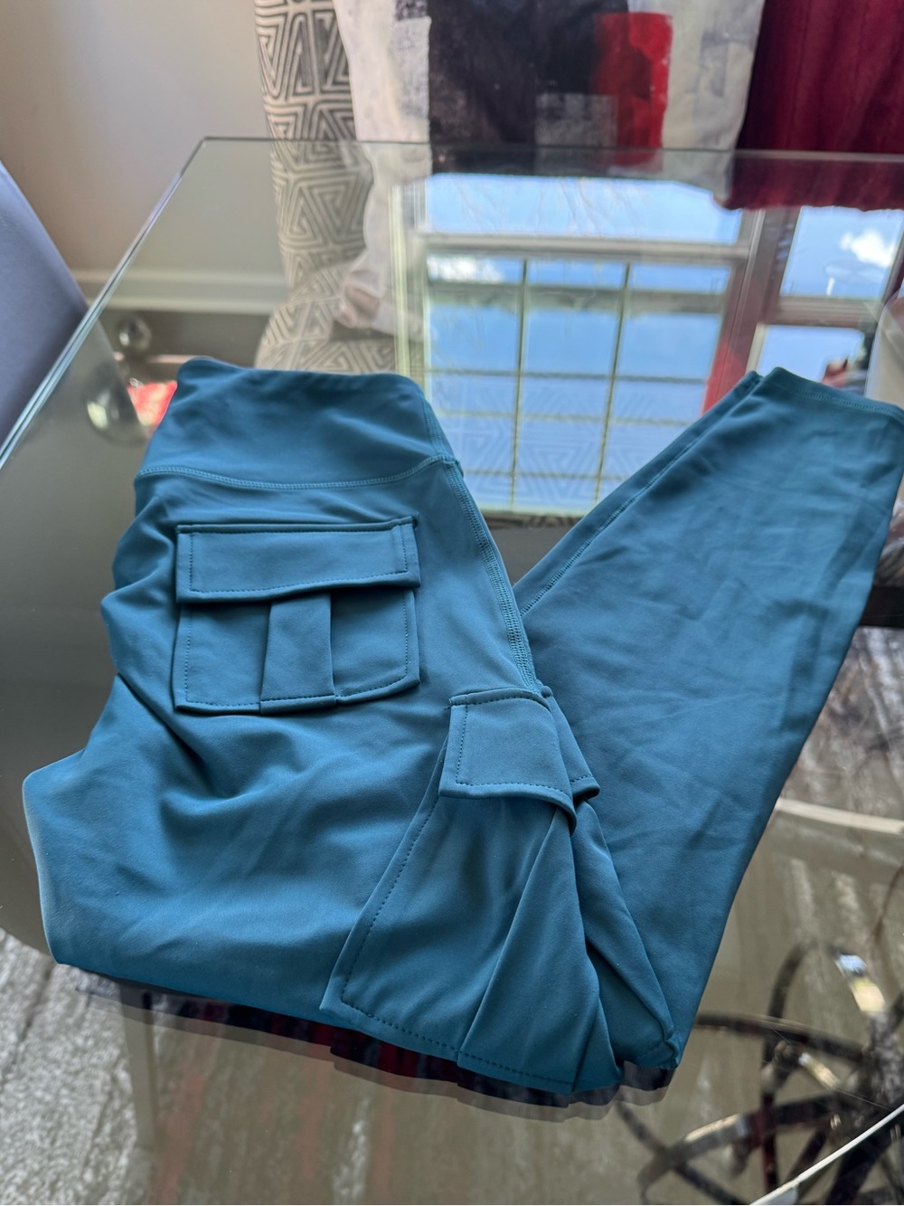 Halara High-Rise Cargo Leggings in Teal